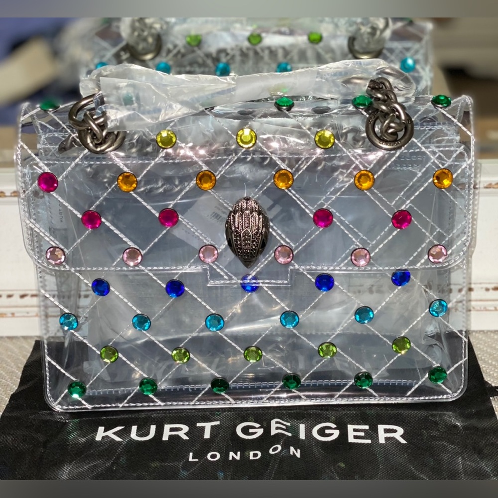 Kurt Geiger London Rainbow Crystal Transparent Convertible Shoulder Bag